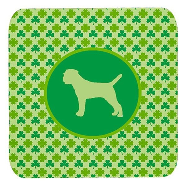 Border Terrier Lucky Shamrock Foam Coasters- Set of 4
